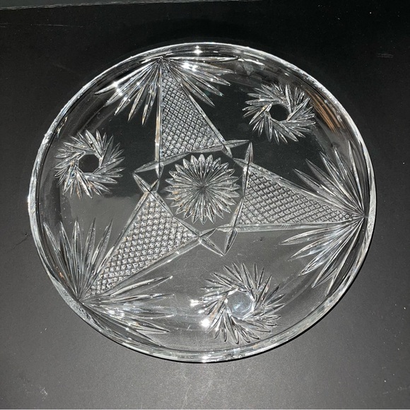 Vintage ABP American Brillant Period Cut Glass Pinwheel Design Platter Cake Dish - Picture 2 of 7